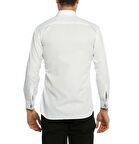 Bordo Bieli Beyaz Micro Kumaş Kol Düğmeli Slim Fit Erkek Gömlek - 216-3