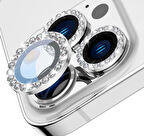 iPhone 13 Pro Max / 13 Pro için Kamera Koruyucu Taşlı ve Metal Lens Koruyucu Beyaz