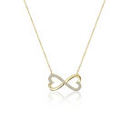 Kalp Görünümlü Taşlı Sonsuzluk Altın Kolye