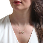 Altın Tektaş Ve Kalp Detaylı Sonsuzluk Kolye (KLY0011)