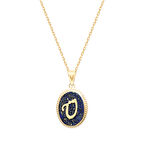 Altın Ü Harfi Lapis Kolye (KLY0106)