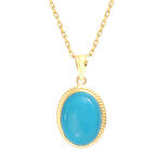 2.8 Cm Altın Nostalji Firuze Taşlı Kolye (KLY0136)