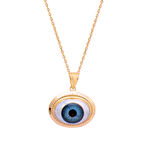 Çerçeveli Altın Mavi Göz Kolye (KLY0253)