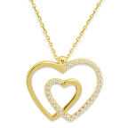 Çift Kalp Tasarımlı Altın Taşlı Kolye (KLY0299)