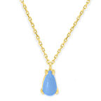 Su Damlası Altın Mavi Taşlı Kolye (KLY0311)