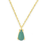 Yeşil Damla Taşlı Altın Minimal Kolye (KLY0316)