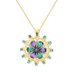 Mor ve Yeşil Taşlı Altın Kar Tanesi Kolye (KLY0350)