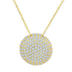 Bombeli Altın Çok Taşlı Yuvarlak Kolye (KLY0406)