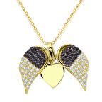 Kanatlı Kalp Altın Tasarım Kolye (KLY0431)
