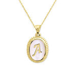 Oval Model Sedef Harf Kolye (Tüm Harfler) (KLY0471)s