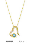 14 Ayar Altın Nazar Boncuğu Kalp Kolye KLY1100