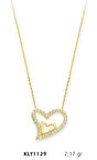 14 Ayar Altın İç İçe Kalp Kolye KLY1129