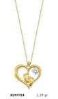14 Ayar Altın Bebek Ayağı Kalp Kolye KLY1154