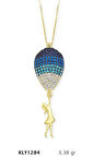 14 Ayar Altın Mavi Balonlu Kız Kolye KLY1284