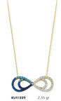 14 Ayar Altın Mavi Sonsuzluk Kolye KLY1309