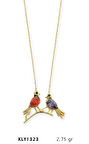 14 Ayar Altın Çift Renkli Kuş Kolye KLY1323
