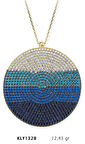 14 Ayar Altın Mavi Daire Kolye KLY1328