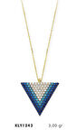 14 Ayar Altın Mavi Üçgen Kolye KLY1343