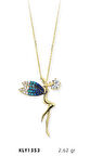 14 Ayar Altın Mavi Peri Kızı Kolye KLY1353