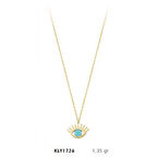 Harem Altın 14 Ayar Mavi Taşlı Göz Kolye KLY1726