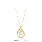 14 Ayar Altın Boncuk Süslemeli Taşlı Kolye KLY1804