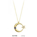 14 Ayar Altın Mineli Ay Yıldız Kolye KLY1948