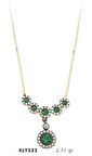 Harem Altın 14 Ayar Altın Yeşil Taşlı Kolye KLY333