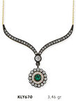 14 Ayar Altın Yeşil Taşlı Otantik Kolye KLY670