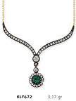 14 Ayar Altın Yeşil Taşlı Otantik Kolye KLY672