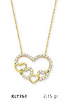 14 Ayar Atın Mini Kalpler Kolyesi KLY761