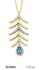 14 Ayar Altın Mavi Damla Taşlı Kolye KLY846