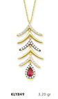 14 Ayar Altın Kırmızı Damla Taşlı Kolye KLY849