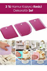 3 Parça Plastik Pasta Hamur Krema Şekillendirici Kesici Kazıyıcı Dekoratör Spatula Set 
