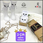 KRAL SOCKS Kadın - Erkek Sevgili Çorabı Mıknatıslı Elele Tutuşan Çorap (2 ÇİFT) HEDİYE KUTULU