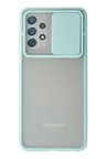 Newface Samsung Galaxy A52 Kılıf Palm Buzlu Kamera Sürgülü Silikon - Turkuaz