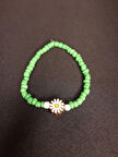 MRYart Yeşil Mini Boncuklu Papatya Bileklik El Yapımı Yazlık Tasarım
