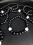 Siyah, Beyaz Boncuklu Bileklik - Unisex Takı