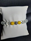 MRYart Şeffaf , Sarı Cam Boncuk ve Metal Boncuk Bileklik