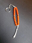 MRYart Kırmızı Cam Boncuklu Kılıç Figürlü Tesbih Anahtarlık & Çanta Aksesuarı