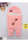 Pembe Kız Bebek Dış Kundak & Ayaklı Uyku Tulumu - %100 Pamuklu & Kelebek Nakışlı Bebek Tulumu