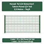 KONAK TEL 75 X 250 TAKIM PANEL (1 ADET PANEL ÇİT DİREĞİ VE 1 ADET PANEL ÇİTİ YEŞİL)