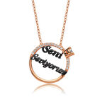 KENPAZAR 925 Ayar Gümüş Tek Taş Seni Seviyorum Yazılı Kadın Gümüş Kolye