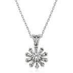 KENPAZAR 925 Ayar Gümüş Trapez Taşlı Çiçek Kadın Gümüş Kolye