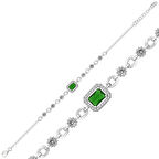 KENPAZAR 925 Ayar Gümüş Yeşil Baget Taşlı Bileklik