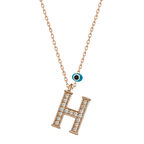 KENPAZAR 925 Ayar Gümüş Nazar Rose H Harfi Kadın Gümüş Kolye