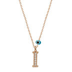 KENPAZAR 925 Ayar Gümüş Nazar Rose İ Harfi Kadın Gümüş Kolye