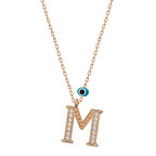 KENPAZAR 925 Ayar Gümüş Nazar Rose M Harfi Kadın Gümüş Kolye