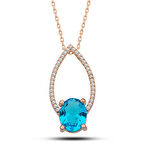 KENPAZAR Gümüş Rose Turkuaz Oval Taşlı Kadın Kolye