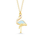 KENPAZAR 925 Ayar Gümüş Gold Flamingo Kadın Kolye