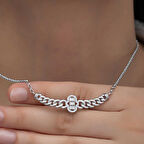 KENPAZAR Gümüş Gurmet Zincirli Fatma Ana Eli Baget Taşlı Kadın Kolye